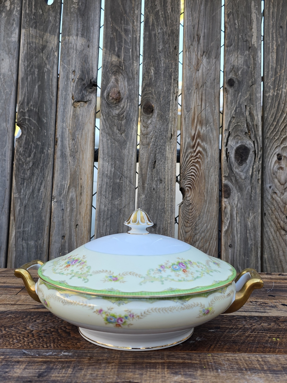 Noritake Japan Gold Handled Floral Covered Serving 11 Inches.